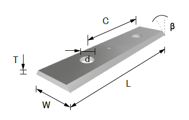 Carbide Insert Knife 30 x 12 x 2.5  Double Hole - Box of 10